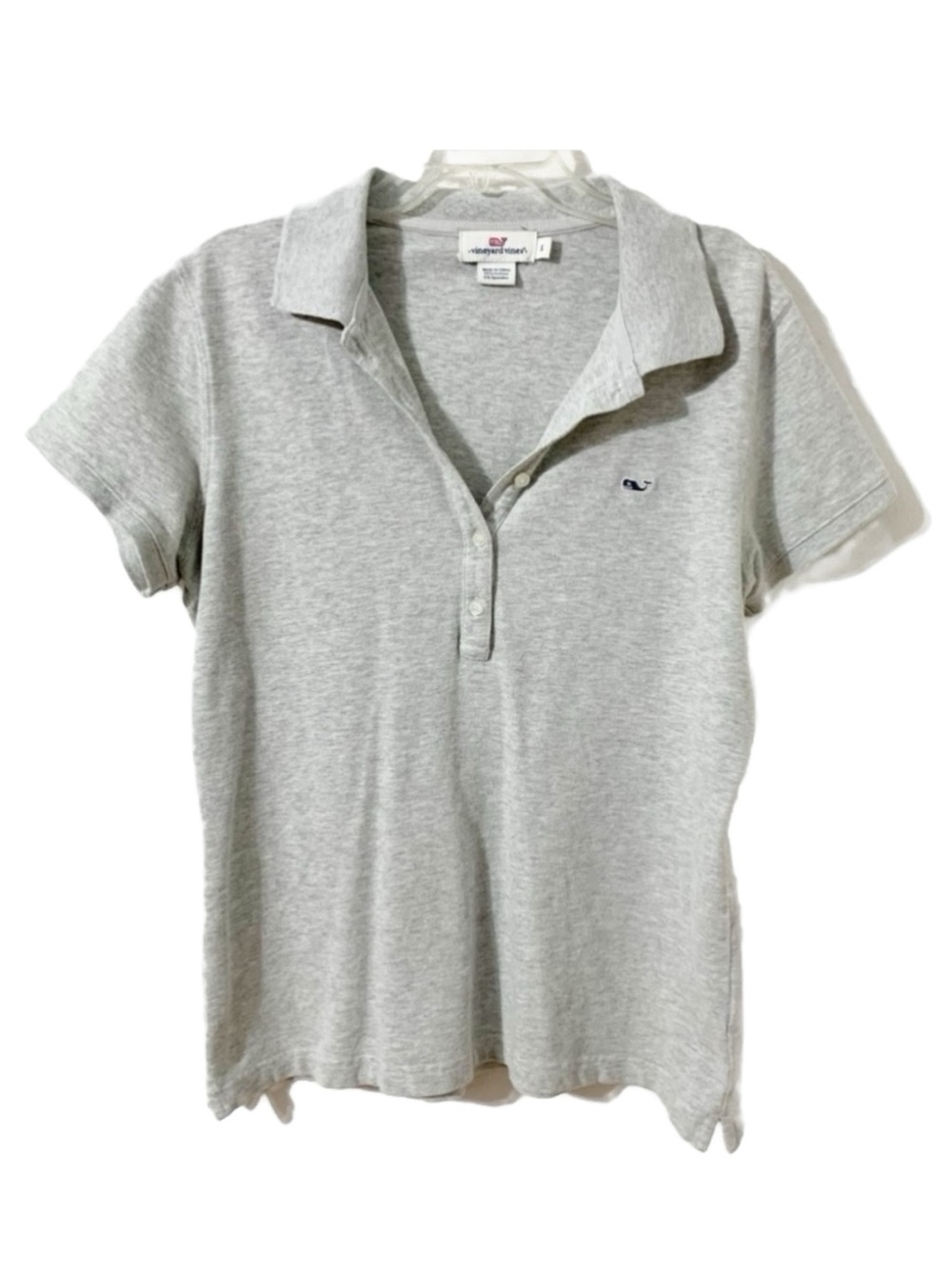 Vineyard Vines Cotton Collared Short Sleeve Polo Shirt Five Button Placard Gray